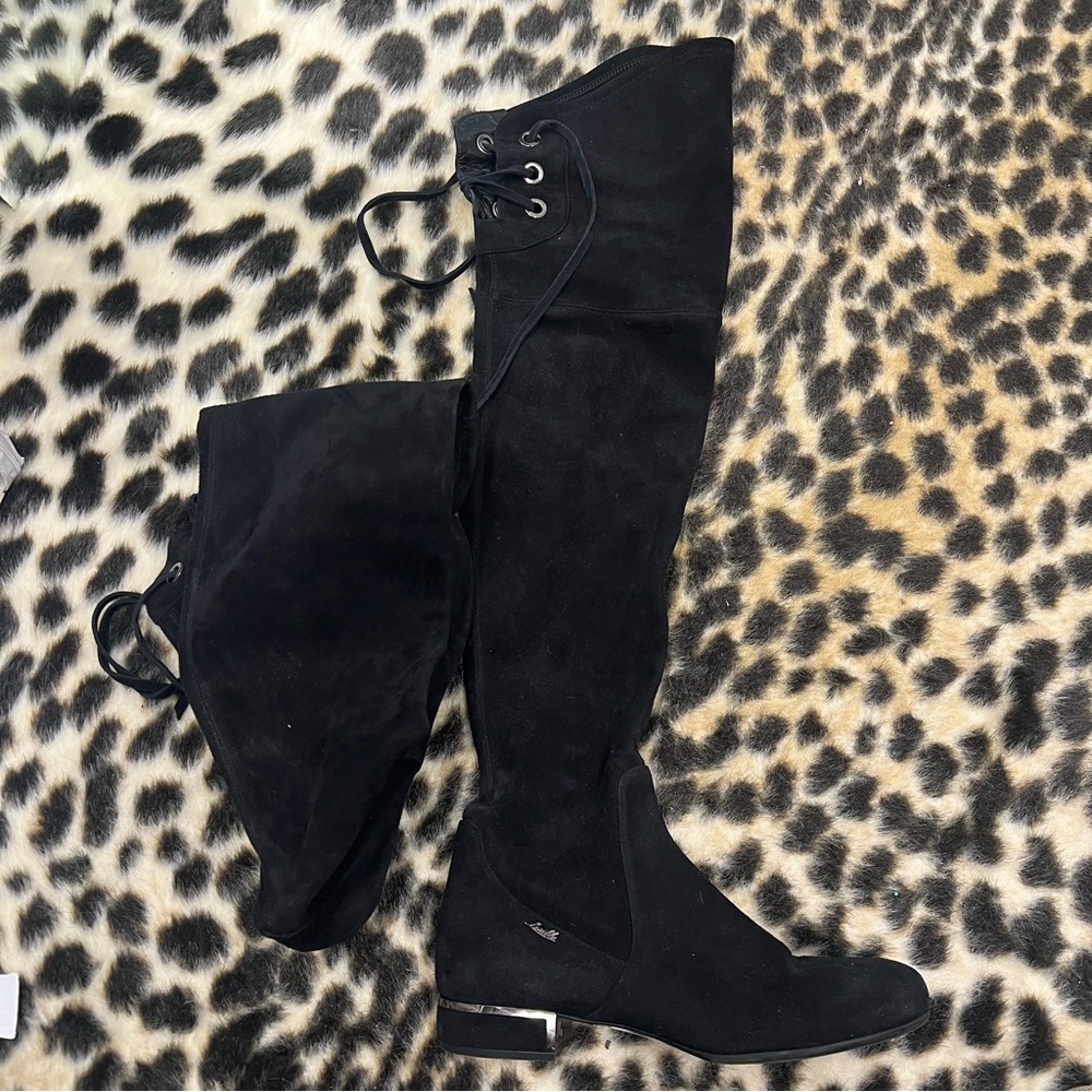 CHIC Loriblu (Italian Made) Black Suede Over-the-Knee Women's Boots